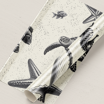 WRAPPING PAPER - whale - seahorse - underwater theme