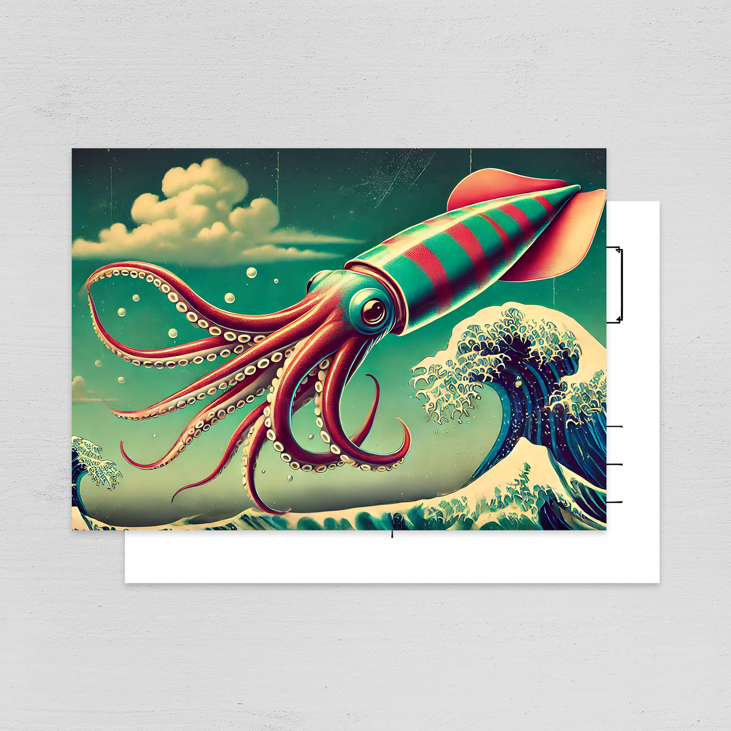 POSTCARDS OCEAN - 8 pieces - lobster, crab, shark, whale, carp