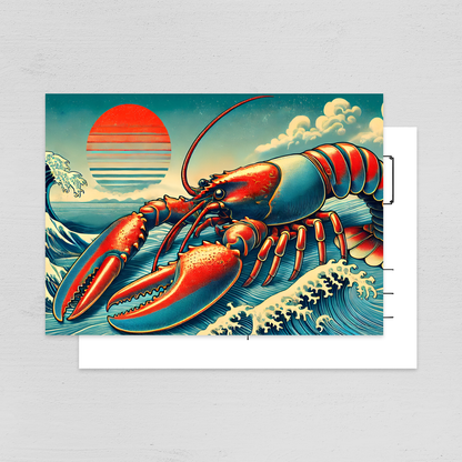 POSTCARDS OCEAN - 8 pieces - lobster, crab, shark, whale, carp