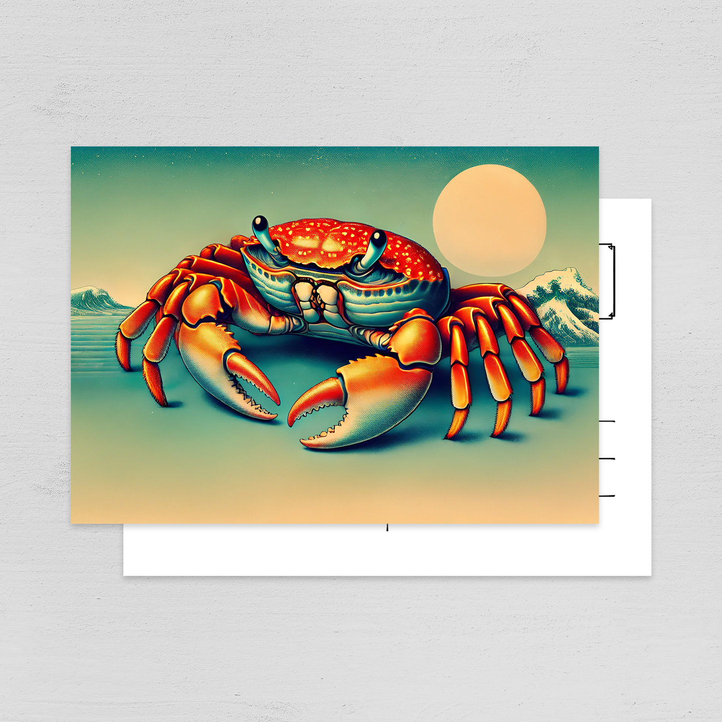 POSTCARDS OCEAN - 8 pieces - lobster, crab, shark, whale, carp